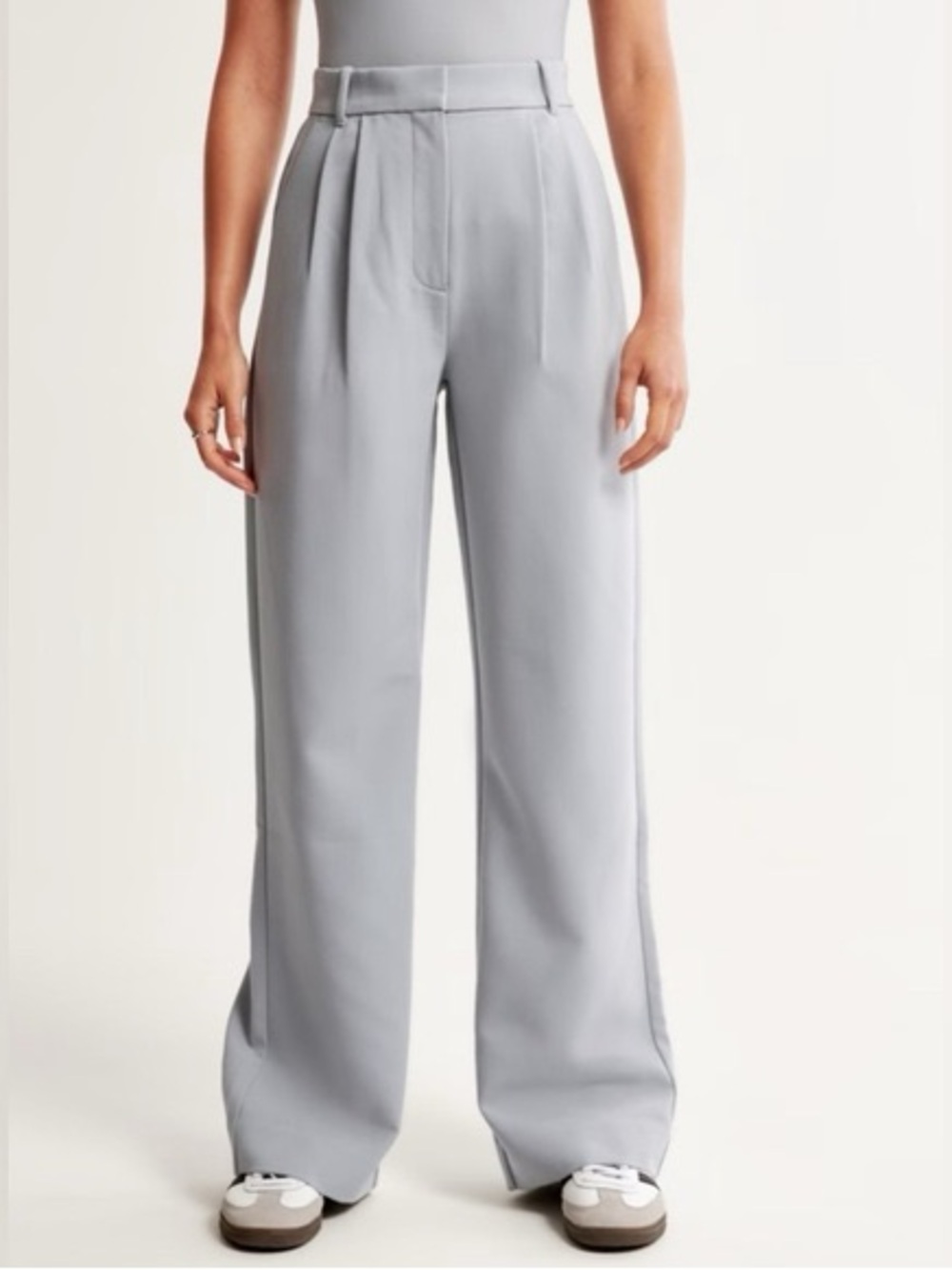 Abercrombie & Fitch Curve Love A&F Sloane Tailored Pants - Light Grey
